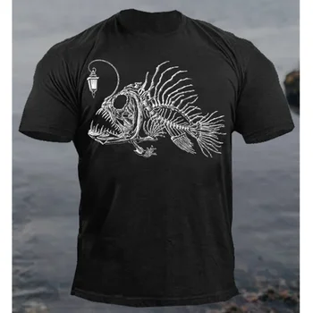 Мужская футболка с изображением животных, рыбы-фонарика, 3D-принт с элементами ужасов, мужские топы, Летние футболки, свободные рубашки большого размера, уличная повседневная одежда