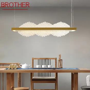 Современный подвесной светильник BROTHER LED с китайским креативным дизайном простоты, Золотая потолочная люстра для домашнего Чайного домика, столовой
