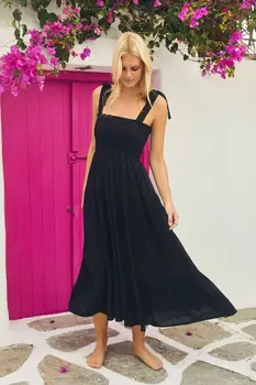 Элегантные женские платья на бретелях 2023, Летняя мода, пляжное платье на шнуровке с открытыми плечами, женское платье Vesido Lady, S-XXL