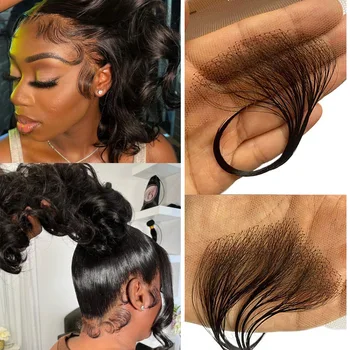 Анемона 4шт края мягкие детские волосы для черных женщин кружевные края наращивание волос ручной работы челкой человеческие волосы для натуральных камней