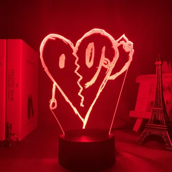 3d лампа Heart Broken для фанатов, украшение спальни, освещение, подарок на день рождения, светодиодный ночник с изменяющимся цветом, работающий на батарейках, Сердце