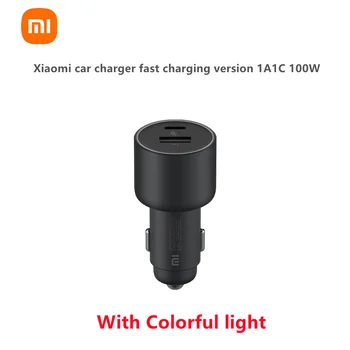 Xiaomi 1A1C автомобильное зарядное устройство быстрая зарядка цветной Ночник Версия 100 Вт 5 В/3A Двойной USB QC Зарядное Устройство Адаптер Для iPhone Samsung Huawe