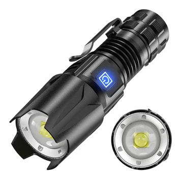 Светодиодный фонарик XHP50, ультра яркий водонепроницаемый мини-фонарик с возможностью масштабирования, 5 режимов, многофункциональный USB-аккумуляторный фонарик для кемпинга
