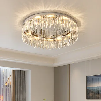 Современный роскошный хрустальный светодиодный потолочный светильник для спальни, гостиной, кухонного островка, обеденного стола, хромированной люстры, светильника