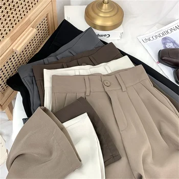 Прямые брюки Yitimoky для женщин, свободные низы уличной одежды с высокой талией, Рабочие брюки, костюм Весна-лето 2023, Офисные женские брюки