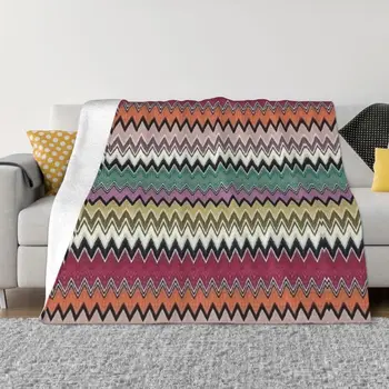 Красочное одеяло с зигзагообразным шевроном, мягкий флис, весна, теплая фланель, богемные геометрические одеяла для дивана, одеяло для кровати