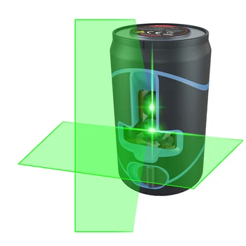 2 линии зеленого цвета, самонивелирующийся лазерный уровень с перекрестными линиями на 360 ° по горизонтали и вертикали, магнитное основание с L-образной подставкой платное
