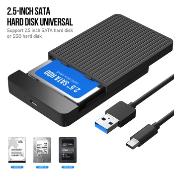 2,5-дюймовый корпус жесткого диска SATA 3,0- USB 3,1 Type C 5 Гбит/с для максимального корпуса жесткого диска SSD емкостью 4 ТБ Поддержка UASP 2.5 HD Коробка для внешнего жесткого диска