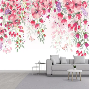 Пасторальная ручная роспись розовым цветком, 3D обои на заказ, наклейка на стену для гостиной, спальни, мебель для дома