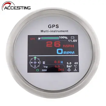 Цифровой GPS-спидометр 10 В 1, 85-миллиметровый Многофункциональный ЖК-счетчик моточасов, уровень топлива, давление масла, Вольтметр, датчик оборотов в минуту