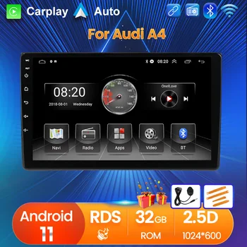 Android 11 Универсальный Автомобильный Видеоплеер Для Audi A4 B6 RS4 2002-2008 Радио Мультимедиа GPS HD 1024*600 Навигация FM BT No 2 Din
