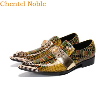 Мужские модельные туфли Chentel Noble из металла ручной работы, красивая повседневная мужская обувь без застежки на плоской подошве, для вечеринок, уникальный темпераментный мужчина смешанного цвета
