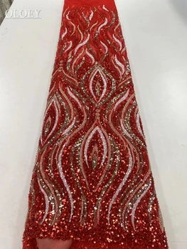 Высококачественная роскошная кружевная ткань для подиума жениха в африканском нигерийском стиле С блестками И цветными драгоценными камнями Для свадебного платья