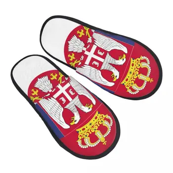 Меховые тапочки для женщин, мужские модные пушистые зимние теплые тапочки, 56-Сербский флаг, домашняя обувь