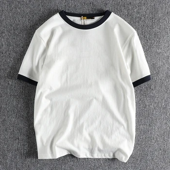 2023 Контрастная простая мужская футболка с короткими рукавами, хлопковая повседневная футболка с короткими рукавами, футболка 116