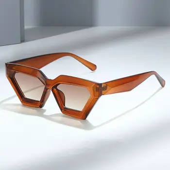 Винтажные солнцезащитные очки Polygon Cateye, футуристические квадратные солнцезащитные очки в толстой оправе, трендовые женские мужские солнцезащитные очки