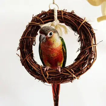 Безопасная натуральная игрушка из натуральной лозы для птиц качели для попугая попугайчик для птиц