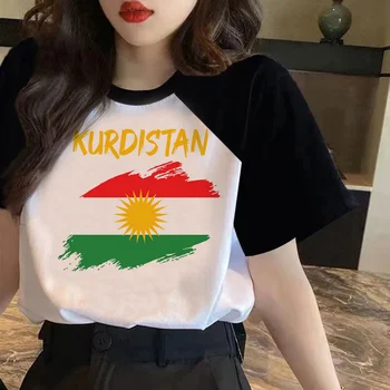 футболка из Курдистана, женская дизайнерская футболка, женская одежда из комиксов манги, дизайнерская одежда