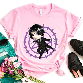 Аниме B-Черный Дворецкий, женские футболки с коротким рукавом, модная женская хлопковая футболка Summer Fans