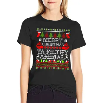 Рождественская футболка - Merry Christmas Ya Футболка с Грязными животными, милая одежда, эстетическая одежда, графические футболки для женщин
