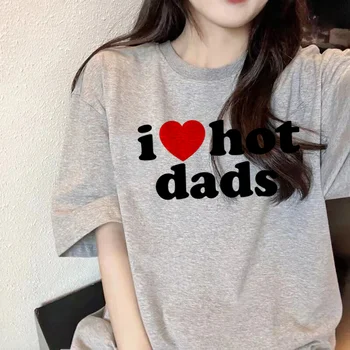 женская футболка i love hot dads, японские футболки, женская одежда с графическими комиксами harajuku