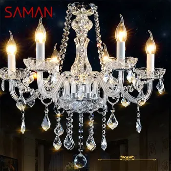 Люстра SAMAN в европейском стиле, светодиодные свечи, подвесной светильник, роскошные светильники для домашнего декора, Вилла, холл