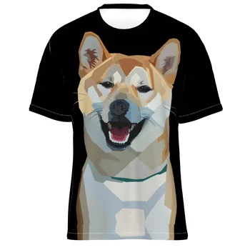 3D Футболка с милым смайликом в виде собаки, летняя повседневная мужская футболка, Модный уличный женский пуловер, куртка с короткими рукавами, Shiba In