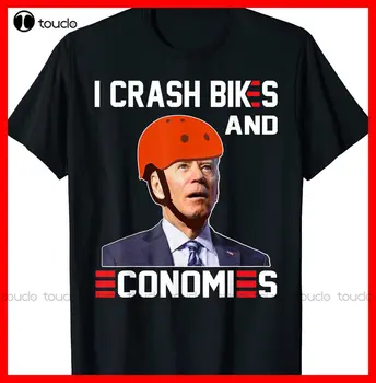 Я разбиваю велосипеды и экономию, Джо Байден падает с велосипеда, футболка, футболки, женская уличная одежда с забавным рисунком, футболка с героями мультфильмов Xs-5Xl Унисекс