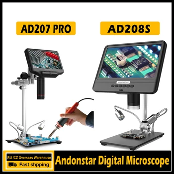 Andonstar AD208S 8,5-Дюймовый ЖК-Цифровой Микроскоп 5X-1200X 1280*800 с Регулируемым Прицелом 1080P, Инструмент для Пайки с Двумя Заполняющими Лампами