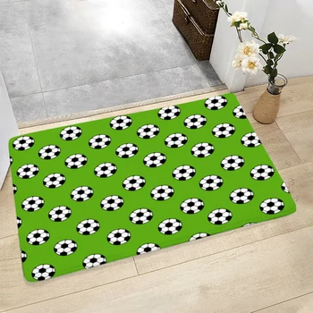 Коврик CLOOCL для прихожей в помещении Зеленая трава с футбольным рисунком, Водопоглощающий коврик для пола, входной коврик, Фланелевый коврик