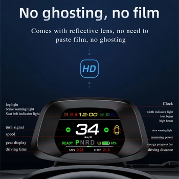 Головной дисплей GPS HUD, универсальное цифровое напоминание о тревоге, Спидометр, Автомобильная электроника для модели 3/ Y высокой четкости 40GF