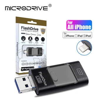 Флэш-накопитель USB 3.0 для iPhone 128 ГБ 256 ГБ 3 в 1 Флешка 64 ГБ Флэш-диск 3.0 для USB / iPhone / iPad / Android / ПК