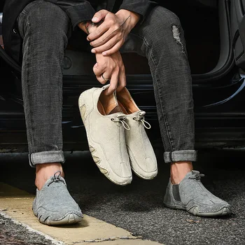 Трендовая Модная Мужская обувь На плоской подошве Большого размера, Дышащая Универсальная Повседневная Кожаная Обувь Для вождения, Chaussures Décontractées
