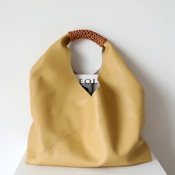 женская сумка из воловьей кожи, модная универсальная простая тканая сумка на одно плечо с геометрическим рисунком подмышек
