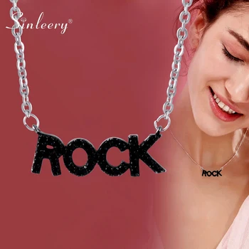 Ожерелье с надписью SINLEERY в стиле панк-рок, Серебряная цепочка, Черно-белый Кубический циркон, ожерелья из камней для женщин, Ювелирные изделия XL017