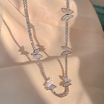 Модные ожерелья с бабочками для женщин, Высококачественная ювелирная цепочка, блестящий циркон AAA, Летний Простой повседневный подарок для выпускной для девочек, Горячий