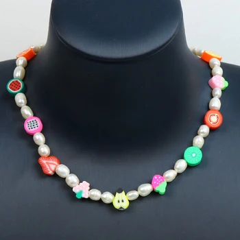5 Штук Фруктовых Бусин Ожерелье из нитей пресноводного жемчуга Ожерелье из разноцветных ювелирных изделий Ожерелье из модных ювелирных изделий Подарок