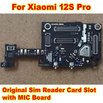 100% Оригинальный рабочий считыватель SIM-карт Слот для платы, держатель для розетки, лоток, Разъем для микрофона, гибкий кабель для Xiaomi 12S Pro