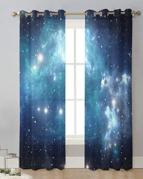 Звездное Небо Круглая Сине-Черная Туманность Вселенная Тюлевые Шторы Гостиная Прозрачные Шторы На Окно Кухня Балкон Современные Вуалевые Шторы