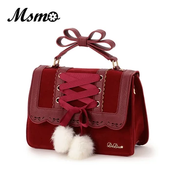 Новые модные сумки на плечо с милым бантом Liz Lisa, женская милая красная сумочка Известного бренда, дизайнерская кожаная сумка для девочек