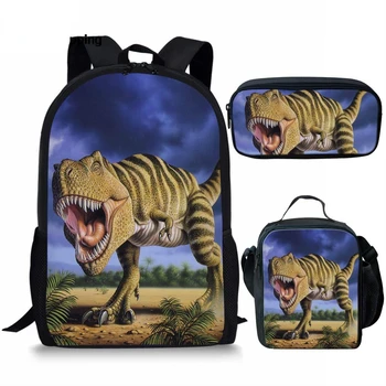Классный динозавр Тираннозавр, набор школьных сумок из 3 шт. для мальчиков-подростков, рюкзак для детей начальной школы с пеналом, сумка для карандашей, сумка для книг Mochila