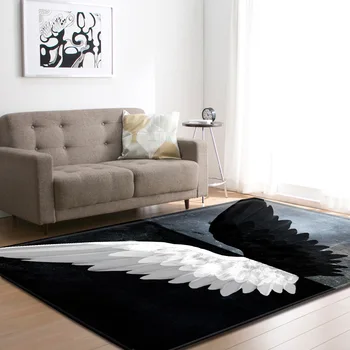 Черно-белые ковры с рисунком крыльев ангела для гостиной, Коврики для журнального столика, Современный декор спальни, коврики для дома и ковролина