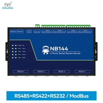 RS232/422/485 Изолированный 4-Канальный Последовательный сервер RJ45 Modbus Gateway NB144E POE, Принимающий питание TCP/UDP/MQTT DC 8-28 В COJXU