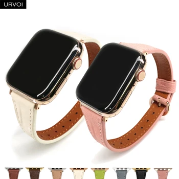 Ремешок URVOI для Apple Watch Ultra Series 8 7 6 SE54321 из натуральной кожи тонкий ремешок на запястье из овечьей кожи для iWatch Mini с пряжкой