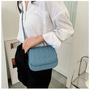 Женские сумки через плечо Lozenge 2022, новые сумки-мессенджеры, повседневные текстурные модные сумки из искусственной кожи, однотонные мини-квадратные сумки