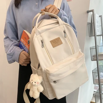 Многофункциональный Женский рюкзак на двойной молнии для девочек-подростков Рюкзак для ноутбука Студенческая сумка через плечо Школьный рюкзак в Корейском стиле