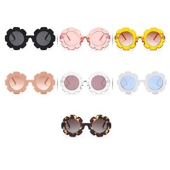 7 Пар Солнцезащитных очков с круглым цветком для девочек, Солнцезащитные очки с ромашкой для детей, круглые Милые очки для малышей