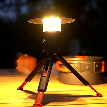 Портативный походный фонарь с крючком USB Перезаряжаемый 4 режима освещения Походный фонарь Наружный светодиодный фонарик Принадлежности для палаточного лагеря