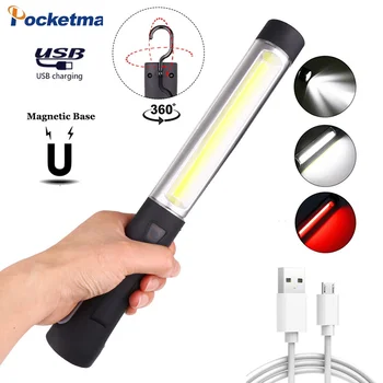 Супер яркий COB LED Рабочий свет Фонарик USB Перезаряжаемая Рабочая лампа Лампа для ремонта автомобилей Фонарь Инспекционная лампа с магнитным крючком