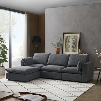 Г-образный диван из 2 предметов со съемными пуфиками
